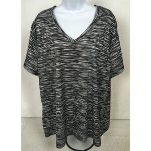 Zone Pro Athletic Top Women Size 3X Black Gray White Short Sleeves V neck